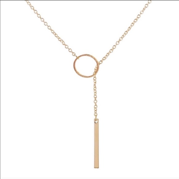 🆕 Simple Lariat Coin Bar Necklace Silver Or Gold - Picture 2 of 2